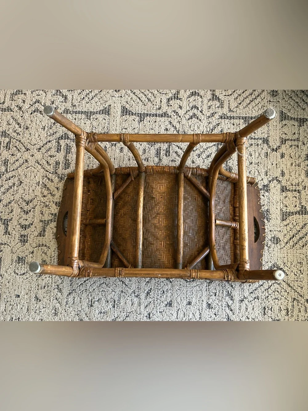 Vintage Woven Rattan Accent Bench - Brown